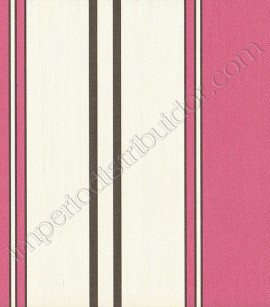 PÁG. 38 - Papel de Parede Vinílico Sprint (Italiano) - Listras (Magenta/ Off-White/ Preto/ Detalhes com Brilho)