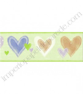 PÁG. 40 - Faixa Vinílica Decorativa Just 4 Kids (Inglês) - Corações (Tons de Verde/ Azul/ Lilás/ Marrom)