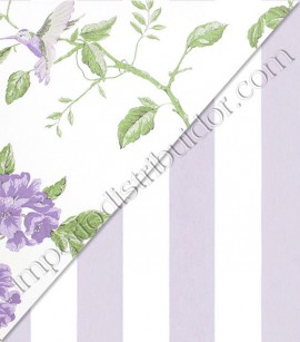 PÁG. 40 - Papel de Parede Vinílico English Florals (Inglês) - Listras Largas (Lilás/ Branco)