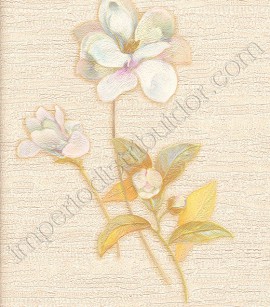 PÁG. 40 - Papel de Parede Vinílico Motivi (Italiano) - Flor Brilhante (Bege/ Levemente Rosado/ Flor com Efeitos Brilhantes/ Detalhes com Brilho Glitter)