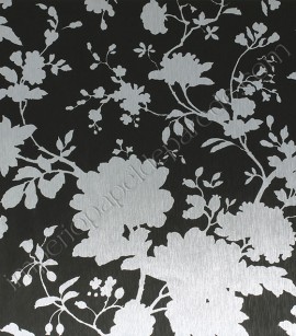 PÁG. 42 - Papel de Parede Vinílico Bright Wall (Americano) - Silhueta Floral (Prata/ Preto)