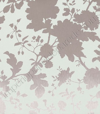 PÁG. 43 - Papel de Parede Vinílico Bright Wall (Americano) - Silhueta Floral (Gelo/ Prata Velho)