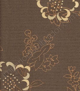 PÁG. 43 - Papel de Parede Vinílico Fantasy (Italiano) - Floral (Marrom/ Ocre/ Tons de Bege/ Detalhes com Brilho Metálico)