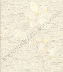 PÁG. 43 - Papel de Parede Vinílico Motivi (Italiano) - Flor Brilhante (Pérola/ Tons de Bege/ Flor com Efeito Perolado/ Detalhes com Brilho Glitter)