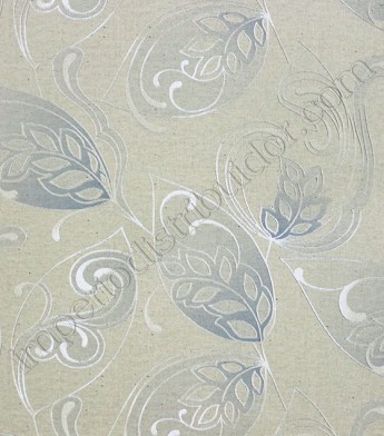 PÁG. 45 - Papel de Parede Infinity (Chinês) - Folhagem Estilizada (Cor Cru/ Tons de Cinza/ Com Brilho)