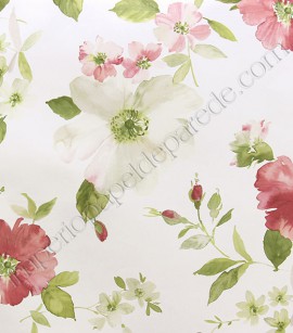 PÁG. 45 - Papel de Parede Vinílico Feature Wall (Americano) - Floral (Branco/ Tons de Rosa/ Tons de Verde/ Leve Brilho)