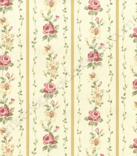 PÁG. 46 - Papel de Parede Vinílico Fragrant Roses (Chinês) - Listras Florais (Rosa Antigo/ Creme/ Ocre/ Verde)