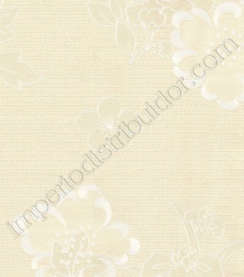 PÁG. 47 - Papel de Parede Vinílico Fantasy (Italiano) - Floral (Bege Claro/ Marfim/ Detalhes com Brilho Metálico)