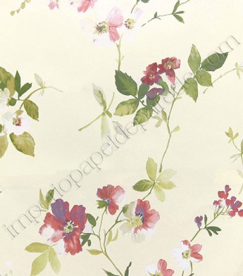 PÁG. 50 - Papel de Parede Vinílico Feature Wall (Americano) - Flores e Ramos (Bege/ Vermelho/ Tons de Verde/ Leve Lilás)