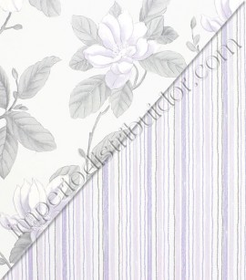 PÁG. 53 - Papel de Parede Vinílico English Florals (Inglês) - Floral Aquarelado (Lilás/ Cinza)