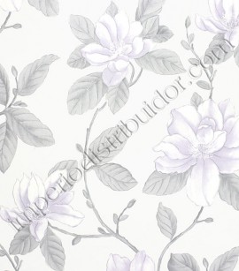 PÁG. 53 - Papel de Parede Vinílico English Florals (Inglês) - Floral Aquarelado (Lilás/ Cinza)