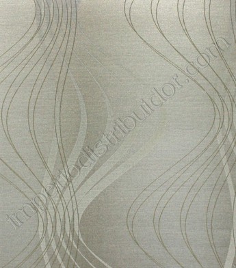 PÁG. 54 - Papel de Parede Infinity (Chinês) - Linhas Onduladas (Cor Caqui/ Com Brilho Dourado)