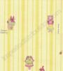 PÁG. 58 - Papel de Parede Vinílico Kawayi (Chinês) - Bonecas e Listras (Amarelo/ Colorido)