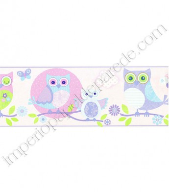 PÁG. 59 - Faixa Vinílica Decorativa Just 4 Kids (Inglês) - Corujas (Rosa/ Colorido)