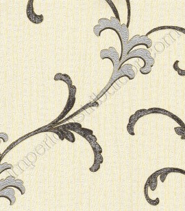 PÁG. 62 - Papel de Parede Vinílico Motivi (Italiano) - Arabescos Texturizado (Off-White/ Leve Dourado/ Perolado/ Detalhes em Preto e Prata)