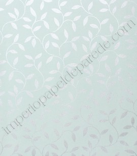PÁG. 67 - Papel de Parede Vinílico Fragrant Roses (Chinês) - Folhas (Azul Claro/ Prata)