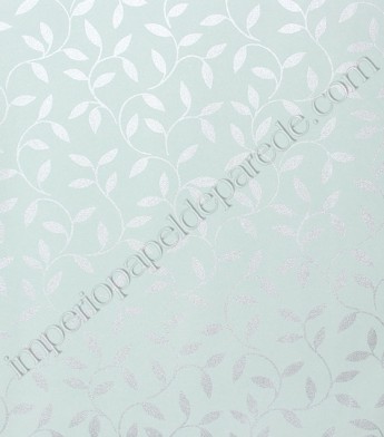 PÁG. 67 - Papel de Parede Vinílico Fragrant Roses (Chinês) - Folhas (Azul Claro/ Prata)