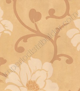 PÁG. 68 - Papel de Parede Vinílico Brera (Italiano) - Floral (Bege/ Marfim/ Ocre/ Mostarda)