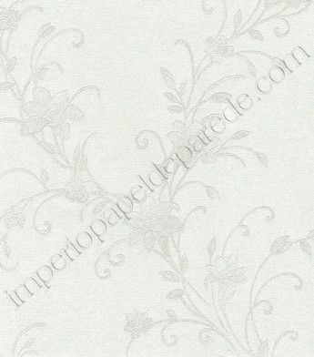 PÁG. 71 - Papel de Parede Vinílico Vinci (Italiano) - Floral em Relevo (Pérola/ Detalhes com Brilho Glitter)