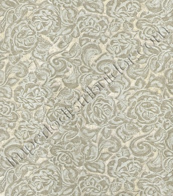 PÁG. 82 - Papel de Parede Vinílico Roberto Cavalli 3 (Italiano) - Floral em Relevo (Bege Acinzentado/ Prata/ Detalhes com Brilho Glitter)