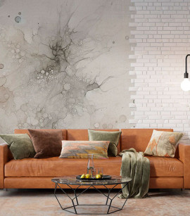 PÁG. 92 - Painel de Parede Abstrato Bege e Cinza - Coleção Assinaturas - Tamanho Personalizado - Base Lisa