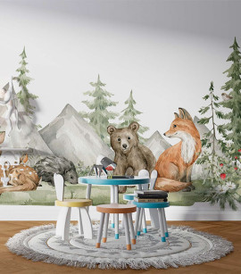PÁG. 10 - Painel de Parede Animais da Floresta - Tamanho Personalizado - Base Linho ou Palha