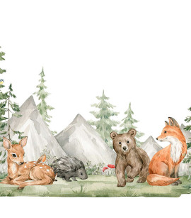 PÁG. 10 - Painel de Parede Animais da Floresta - Tamanho Personalizado - Base Lisa