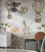 PÁG. 11 - Painel de Parede Animais e Balões - Tamanho Personalizado - Base Linho ou Palha