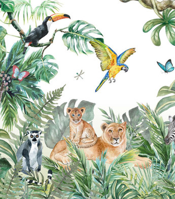 PÁG. 08 - Painel de Parede Animais e Folhagem - Tamanho Personalizado - Base Linho ou Palha