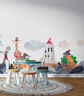 PÁG. 13 - Painel de Parede Animais, Mar e Farol - Tamanho Personalizado - Base Linho ou Palha