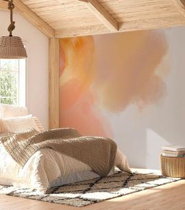 PÁG. 74 - Painel de Parede Aquarela Tons de Bege e Pêssego - Coleção Assinaturas - Tamanho Personalizado - Base Lisa