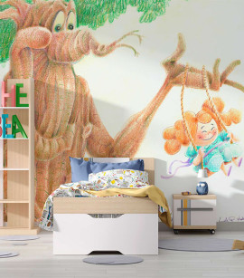 PÁG. 63 - Painel de Parede Árvore e Menina - Coleção Laqua Parla - Tamanho Personalizado - Base Linho ou Palha
