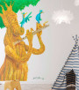 PÁG. 61 - Painel de Parede Árvore e Passarinhos Infantil - Coleção Laqua Parla - Tamanho Personalizado - Base Linho ou Palha