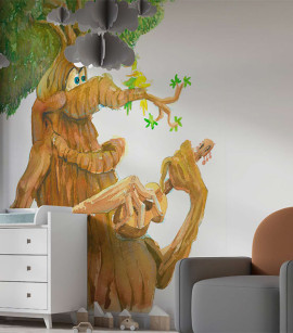 PÁG. 58 - Painel de Parede Árvore e Pássaros Infantil - Coleção Laqua Parla - Tamanho Personalizado - Base Lisa
