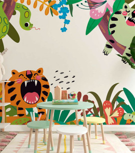PÁG. 17 - Painel de Parede Bichinhos da Selva - Tamanho Personalizado - Base Linho ou Palha