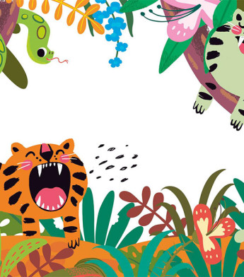 PÁG. 17 - Painel de Parede Bichinhos da Selva - Tamanho Personalizado - Base Linho ou Palha