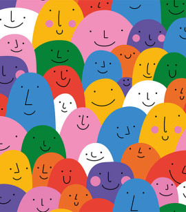 PÁG. 21 - Painel de Parede Carinhas Felizes Colorido - Tamanho Personalizado - Base Lisa