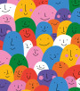 PÁG. 21 - Painel de Parede Carinhas Felizes Colorido - Tamanho Personalizado - Base Lisa