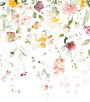 PÁG. 01 - Painel de Parede Cortina de Flores Tons de Rosa e Verde - Tamanho Personalizado - Base Linho ou Palha