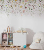 PÁG. 01 - Painel de Parede Cortina de Flores Tons de Rosa e Verde - Tamanho Personalizado - Base Lisa