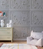 PÁG. 79 - Painel de Parede Efeito Boiserie com Flores e Pássaros - Coleção Assinaturas - Tamanho Personalizado - Base Linho ou Palha