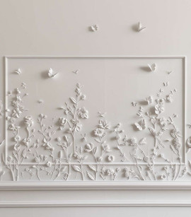 PÁG. 78 - Painel de Parede Efeito Boiserie com Flores - Coleção Assinaturas - Tamanho Personalizado - Base Lisa