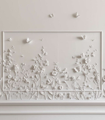 PÁG. 78 - Painel de Parede Efeito Boiserie com Flores - Coleção Assinaturas - Tamanho Personalizado - Base Lisa