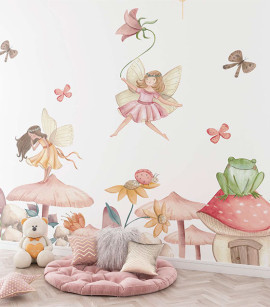 PÁG. 34 - Painel de Parede Fadas e Flores - Tamanho Personalizado - Base Lisa