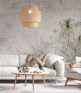 PÁG. 94 - Painel de Parede Floral Efeito Manchado Cinza - Coleção Assinaturas - Tamanho Personalizado - Base Linho ou Palha