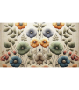 PÁG. 91 - Painel de Parede Floral Bege e Colorido - Coleção Assinaturas - Tamanho Personalizado - Base Linho ou Palha