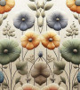 PÁG. 91 - Painel de Parede Floral Bege e Colorido - Coleção Assinaturas - Tamanho Personalizado - Base Linho ou Palha