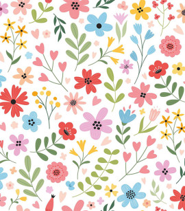 PÁG. 04 - Painel de Parede Floral Colorido - Tamanho Personalizado - Base Linho ou Palha