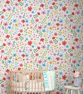 PÁG. 04 - Painel de Parede Floral Colorido - Tamanho Personalizado - Base Lisa