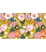 PÁG. 33 - Painel de Parede Floral Rosa e Amarelo Mostarda - Tamanho Personalizado - Base Lisa